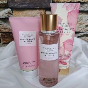 VICTORIA'S SECRET 'BALANCE' POMEGRANATE & LOTUS BODY MIST,WASH & LOTION 3-PIECE